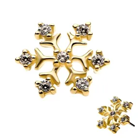 14kt Gold CZ Snowflake Threadless Top