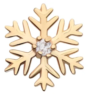 14kt Gold Snowflake Clear CZ Threadless Top