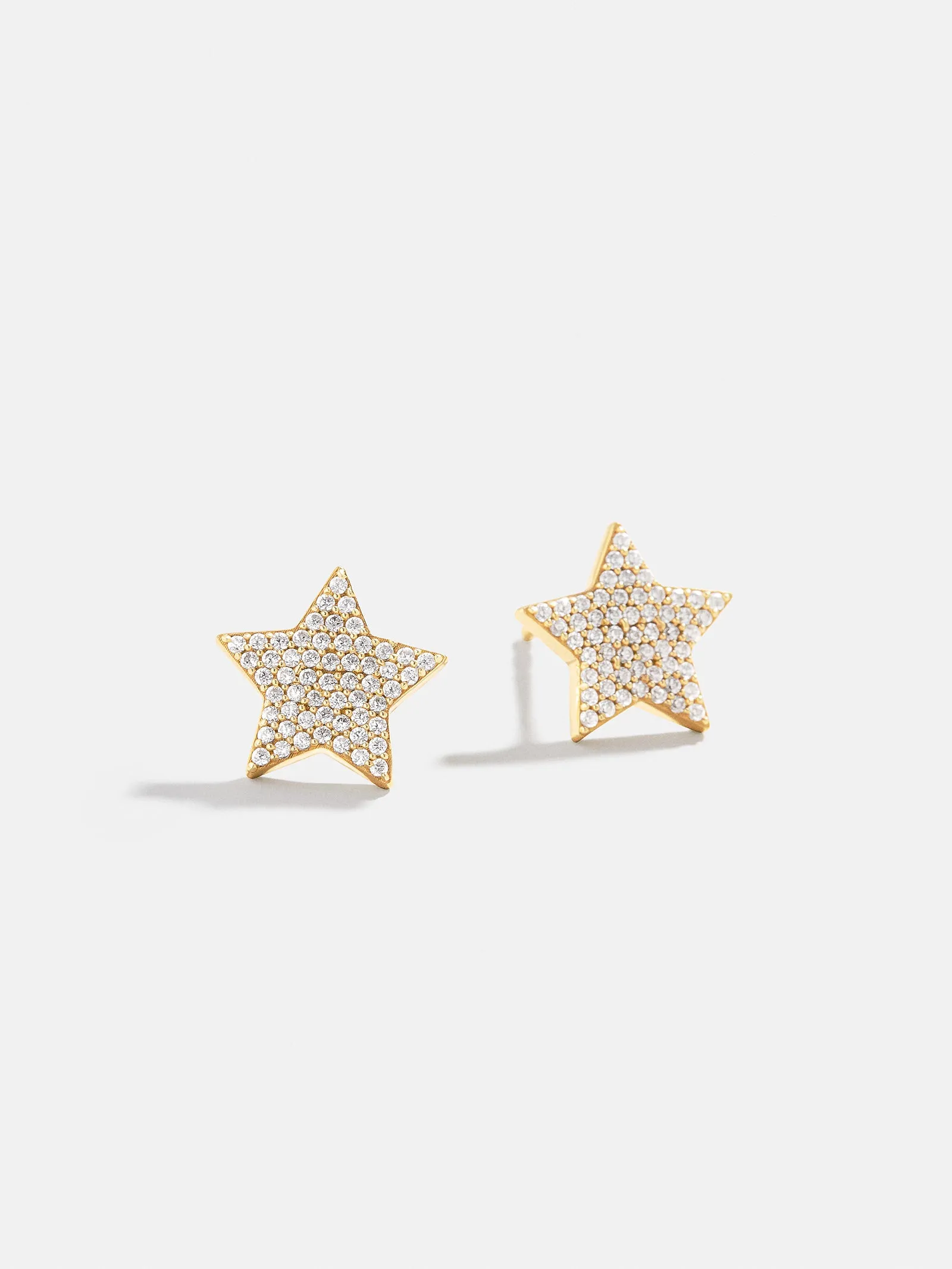 18K Gold Star Earrings - Gold/Pavé