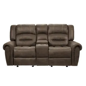 9467BR-2 - Double Glider Reclining Love Seat with Center Console