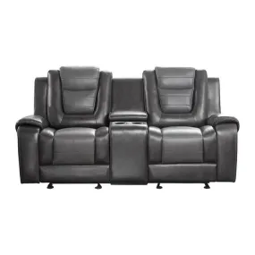 9470GY-2 - Double Glider Reclining Love Seat with Center Console