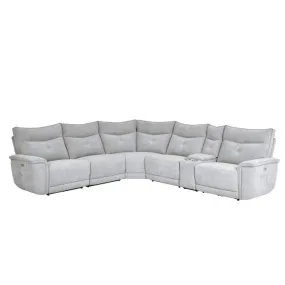 9509MGY*6LRRRPWH - (6)6-Piece Modular Power Reclining Sectional with Power Headrests and USB Ports