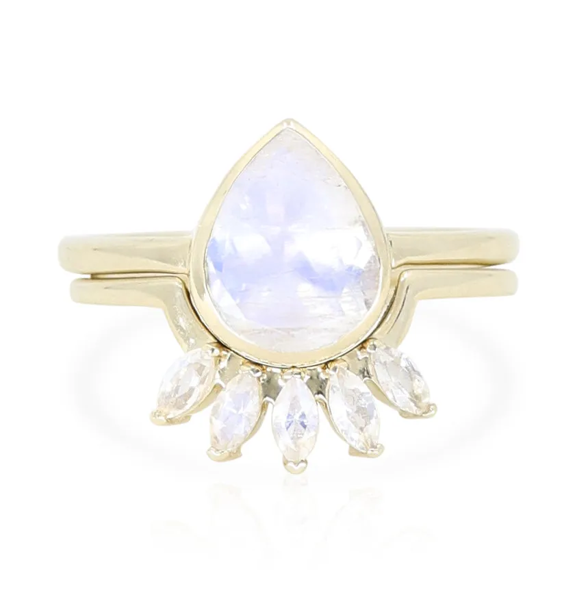 9K Yellow Double Stack Moonstone Halo