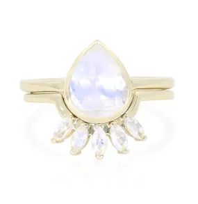 9K Yellow Double Stack Moonstone Halo