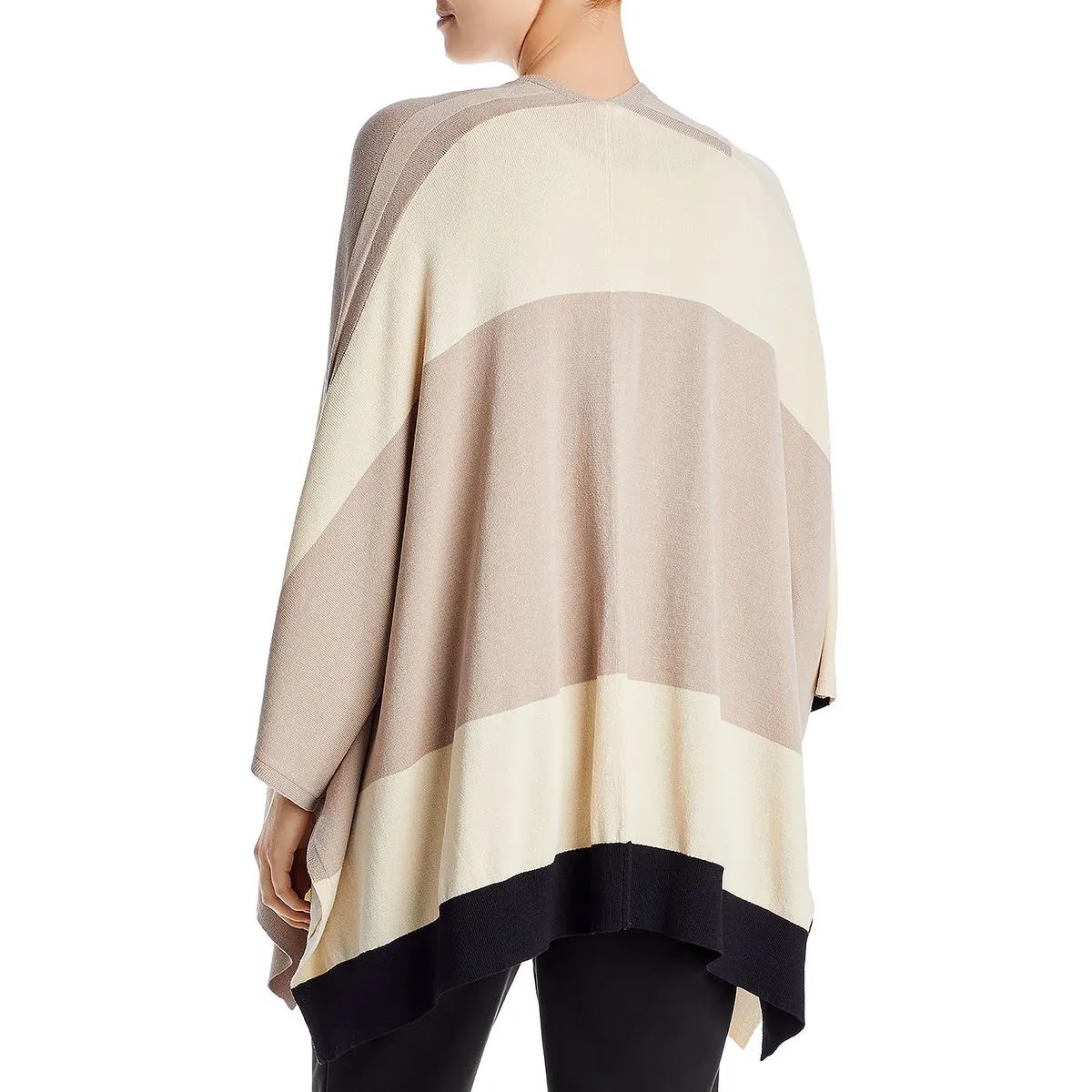 &BASICS Womens Intarsia Knit Open Front Poncho Sweater