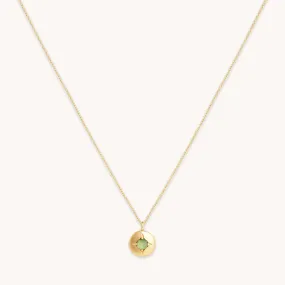 August Peridot Birthstone Necklace in Solid Gold