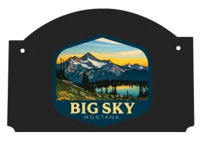 Big Sky Montana Mountain and Lake Design Souvenir Wood sign flat with string