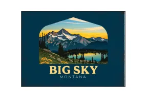 Big Sky Montana Mountain and Lake Design Souvenir Wood sign with frame 5x7