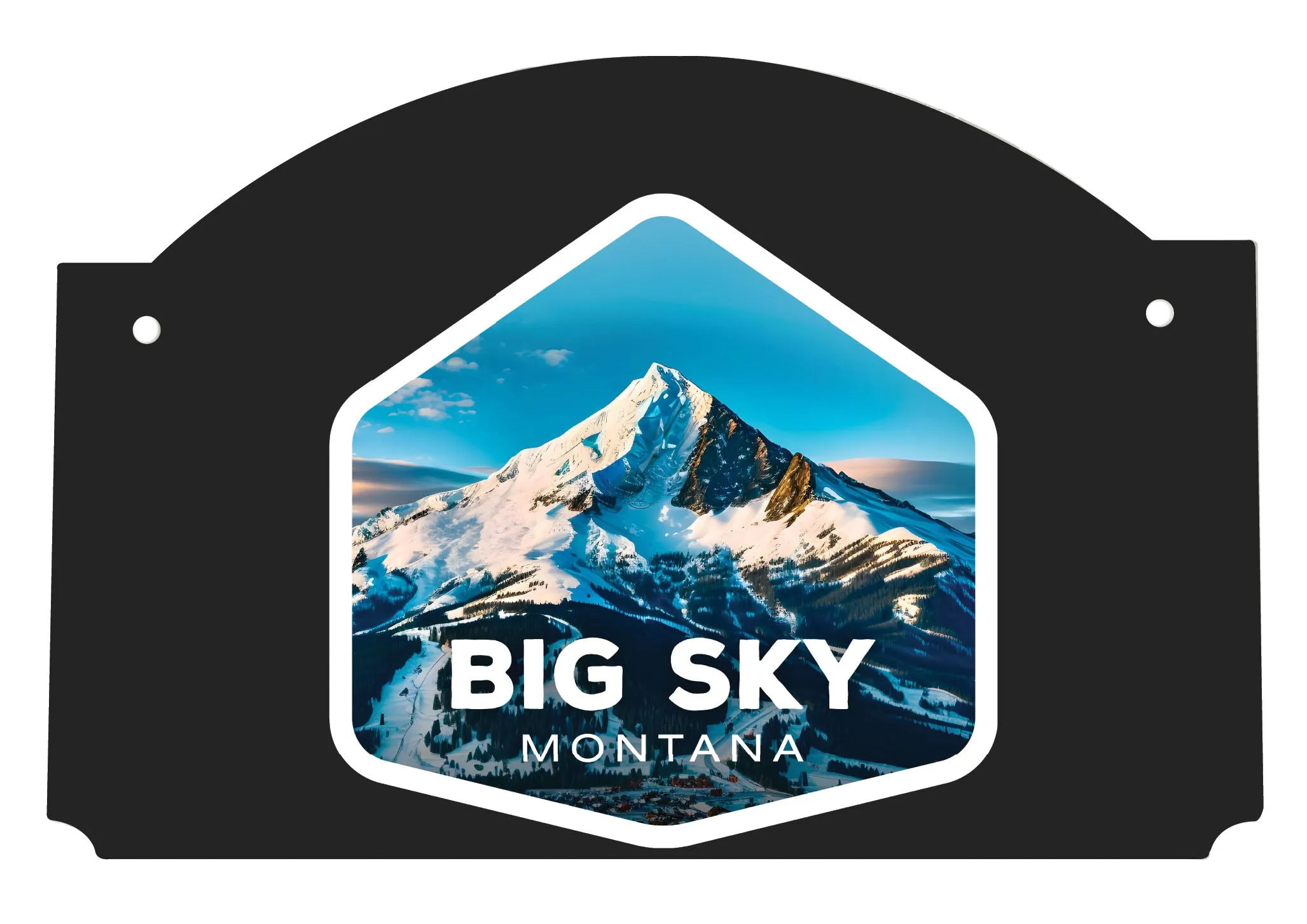 Big Sky Montana Mountain Design Souvenir Wood sign flat with string