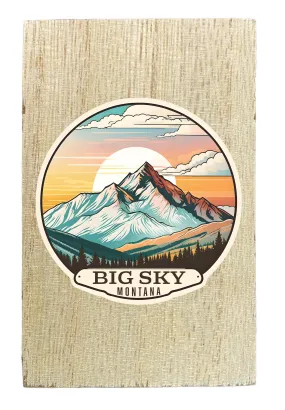 Big Sky Montana mountain Sunset Design Souvenir Wooden 2 x 3 Fridge Magnet