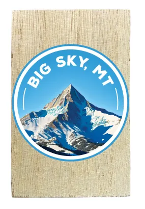 Big Sky Montana Snowy Mountain Design Souvenir Wooden 2 x 3 Fridge Magnet