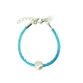 Blue Braid Pearl Childrens Bracelet