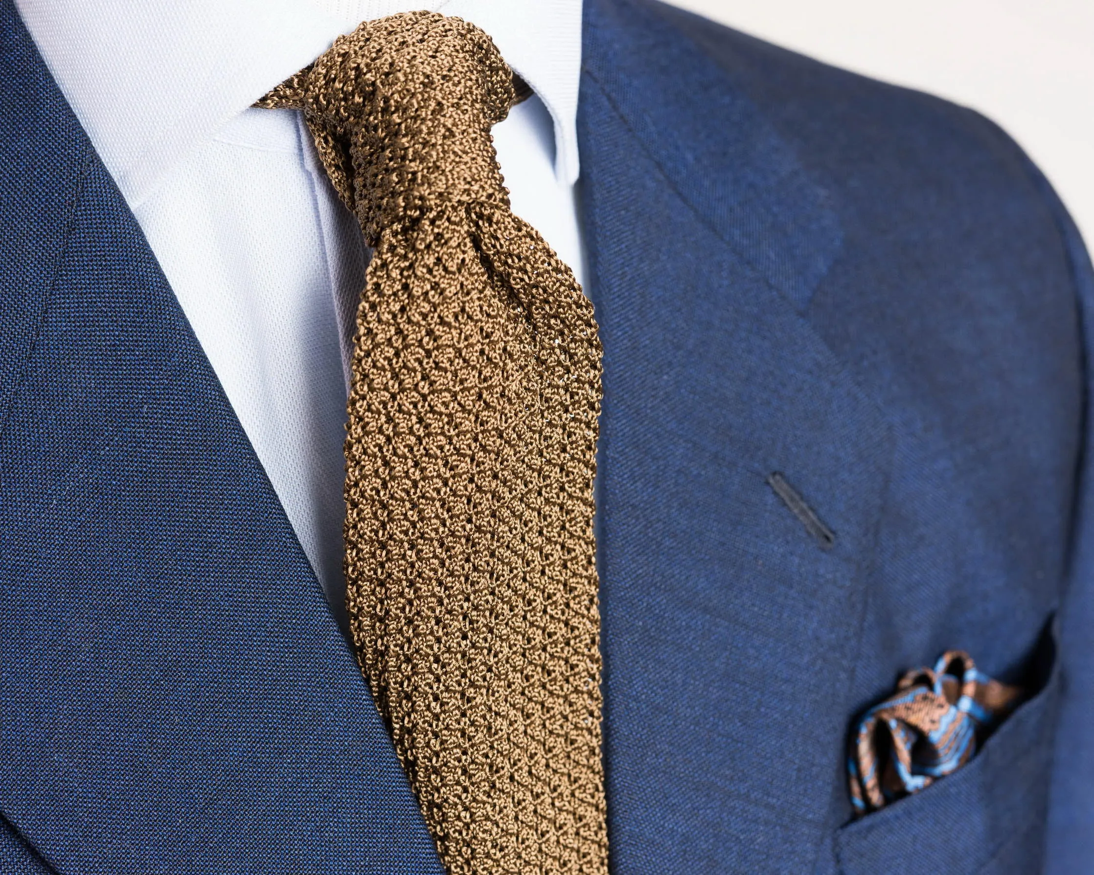 Brown & Blue Paisley Silk Pocket Square