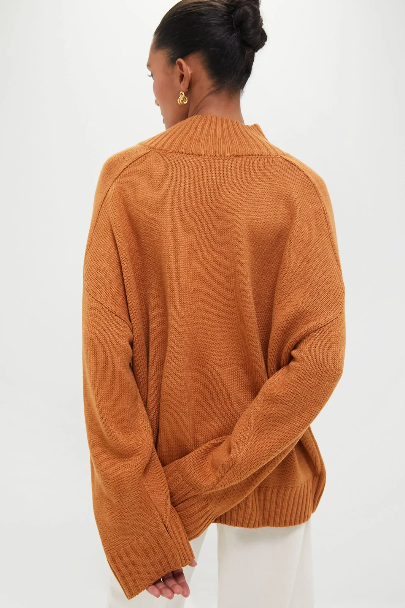 Camel Oversized Funnel Neck Sweater