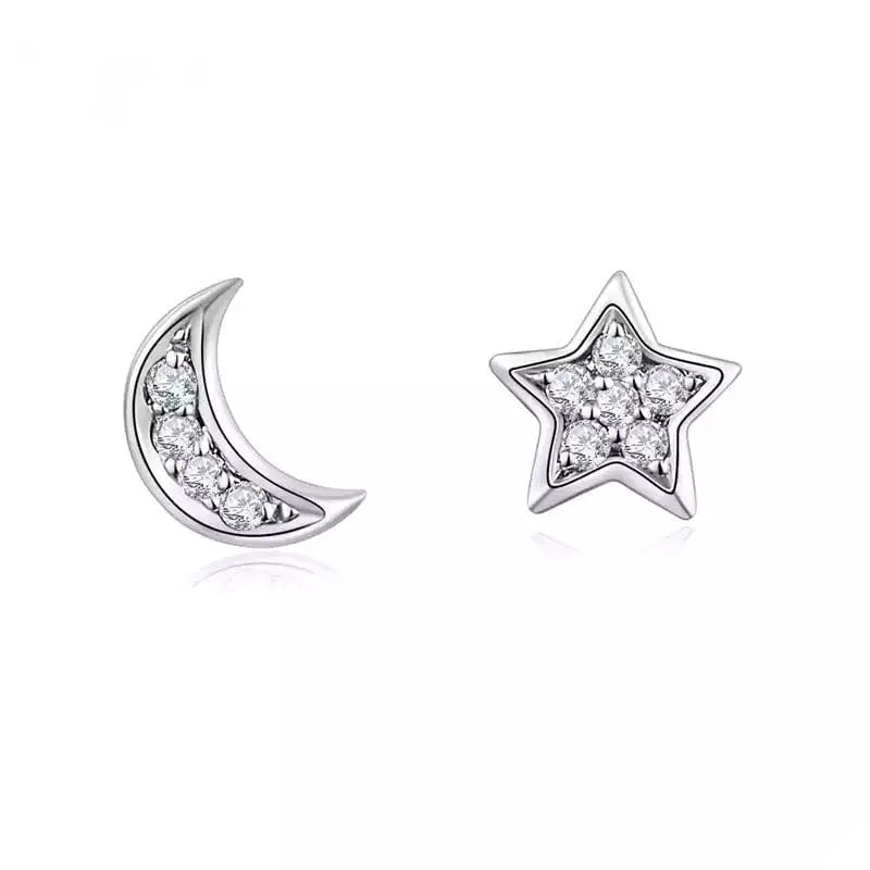 Celebrate: You are my Moon and Stars Stud Earrings  - Silver