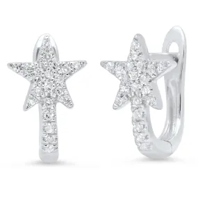 Diamond Star Huggie Hoop Earrings