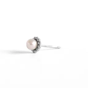 Dot Pearl Stud Earring, Silver (single)