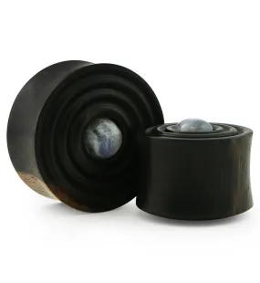 Ecliptic Areng Wood Plugs With Grade AA Moonstone Inlay