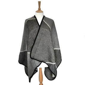 Elegant Geometric Winter Shawl - Grey