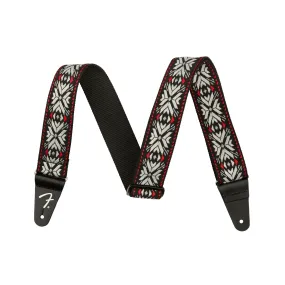 Fender Pasadena Woven Guitar Strap, Red Snowflake