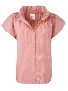 GAMEDAY! Jenny Ruched Top Orange Stripe 100% Cotton