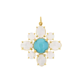 Genuine Turquoise Moonstone Fleur Charm