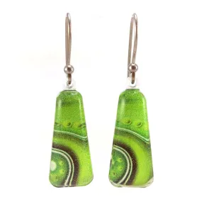 Green Long Dot Wave Earrings