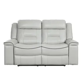 Homelegance Furniture Darwan Double Lay Flat Reclining Loveseat in Light Gray