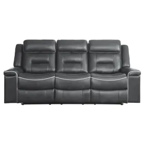 Homelegance Furniture Darwan Double Lay Flat Reclining Sofa in Dark Gray