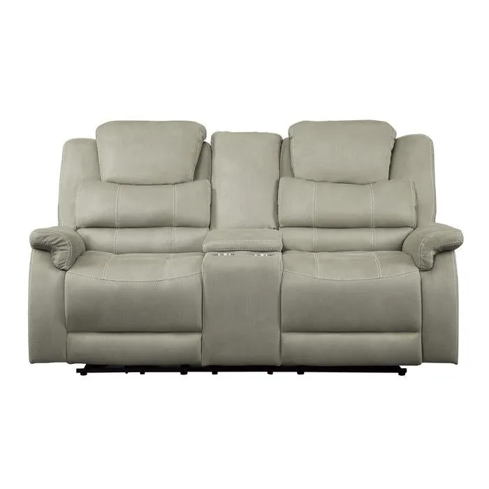 Homelegance Furniture Shola Power Double Reclining Loveseat in Gray