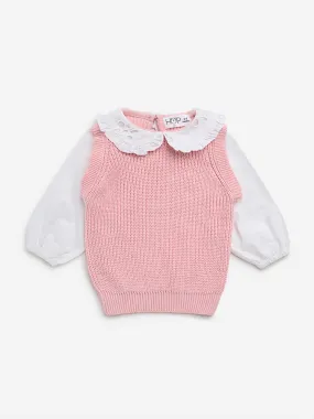 HOP Baby Pink Knitted Cotton Sweater