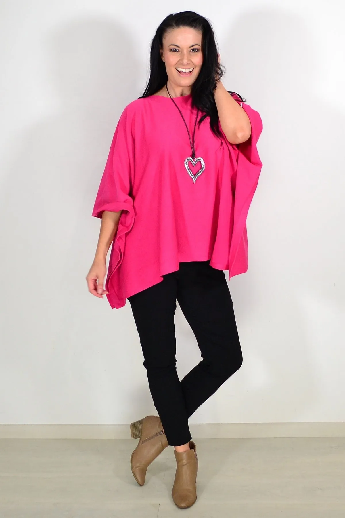 Hot Pink Cozy Tunic Poncho