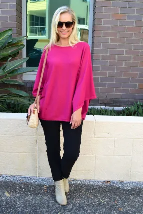 Hot Pink Rounded Tunic Poncho