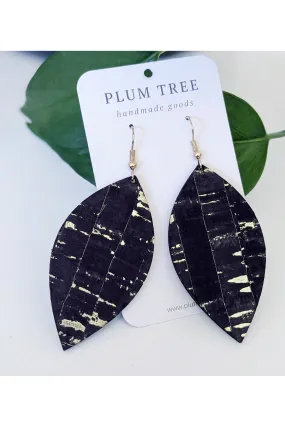 Leaf Shaped Cork Earrings