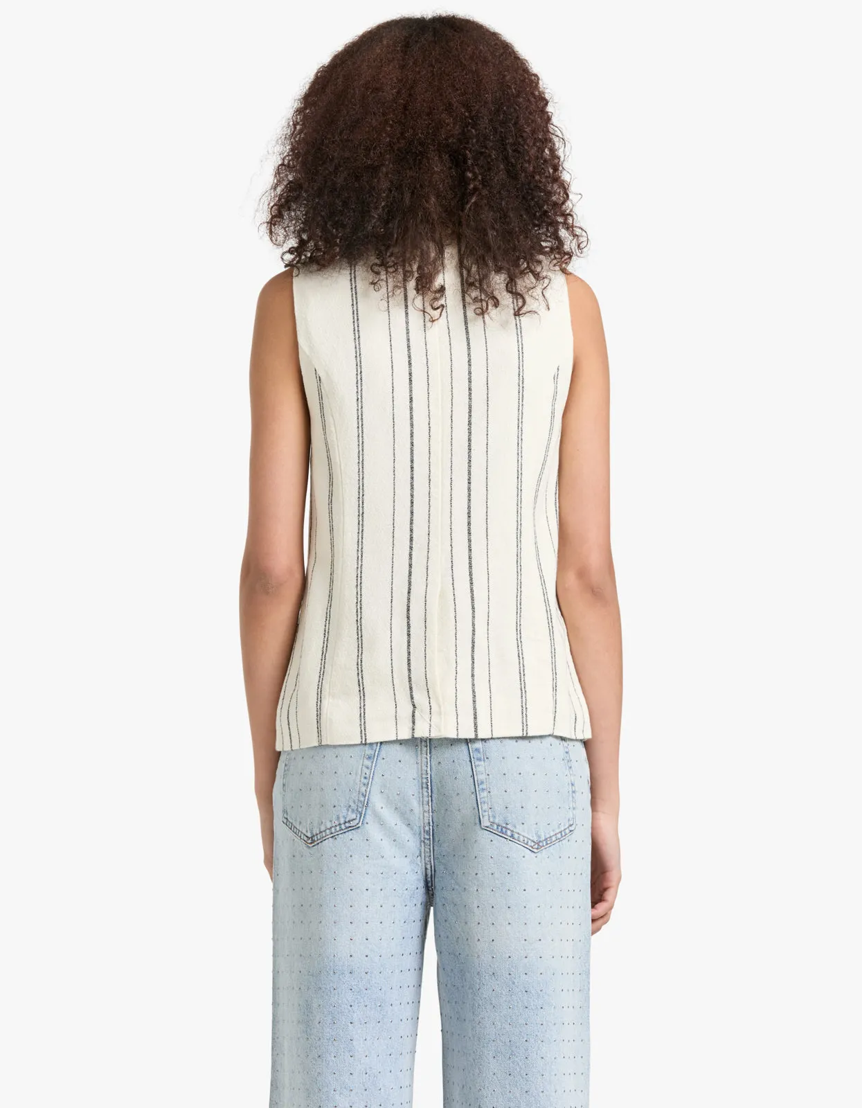 Matera Stripe Vest - Cream/Black