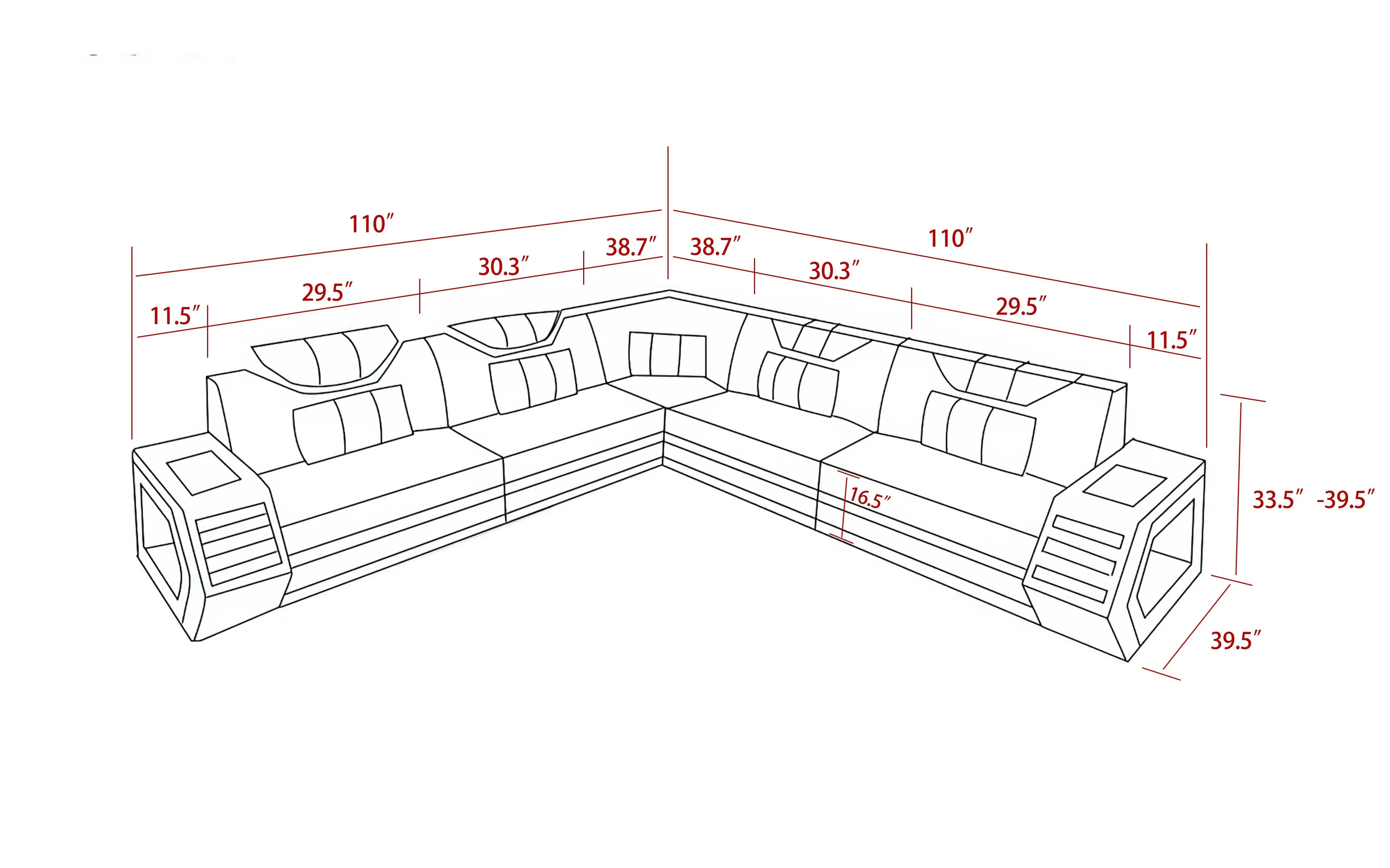 Mcmanu Modern Leather Sectional with LED Light