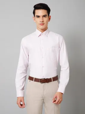 Men's Light Pink Formal Self Textured Full Sleeve Shirt