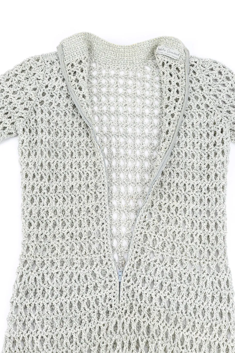 Metallic Silver Crochet Net Dress & Poncho