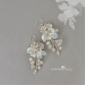 Nadine Earrings - Delicate floral and leaf earrings - Colors to order