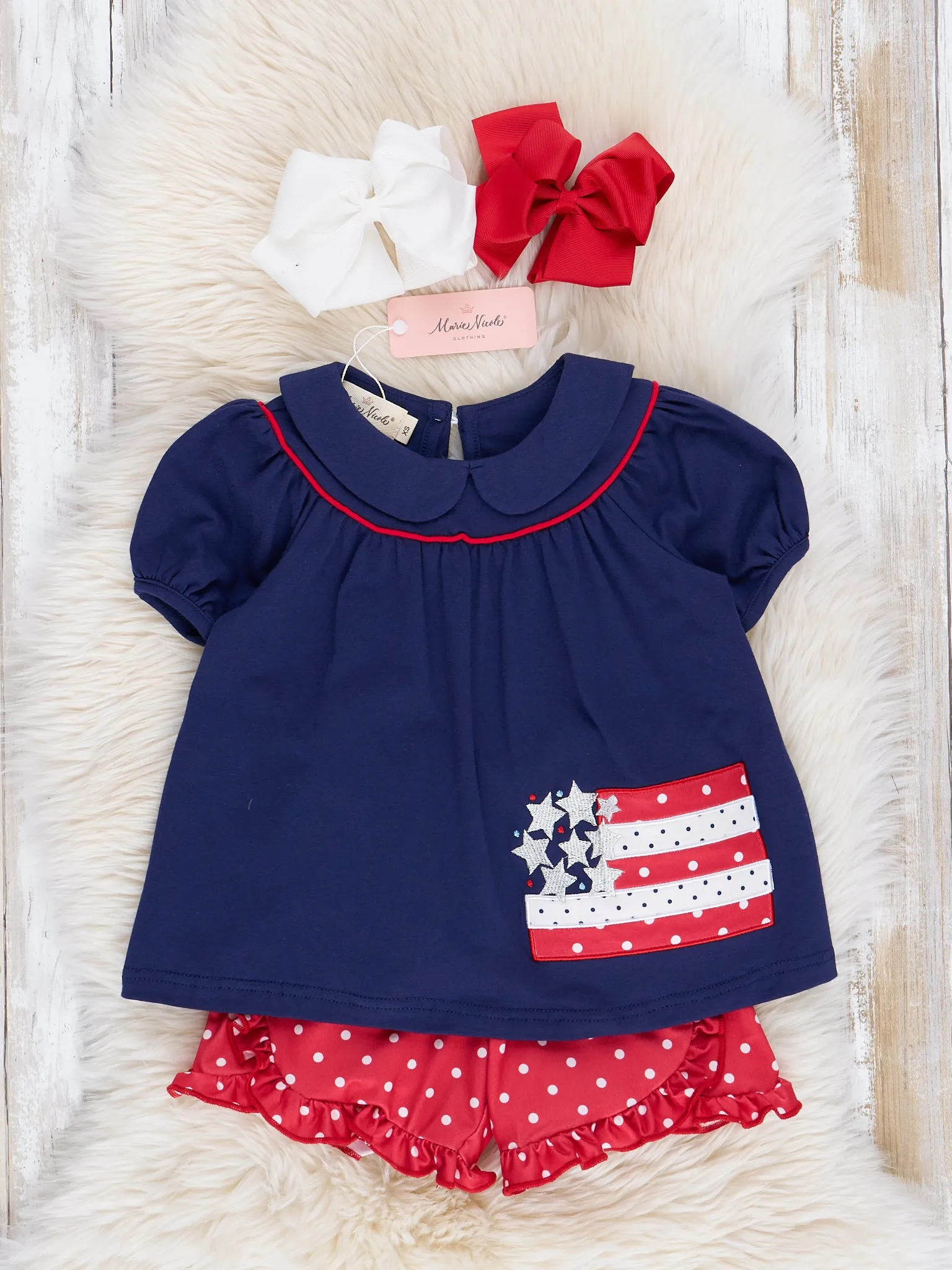 Navy Sparkle Stars Ruffle Outfit