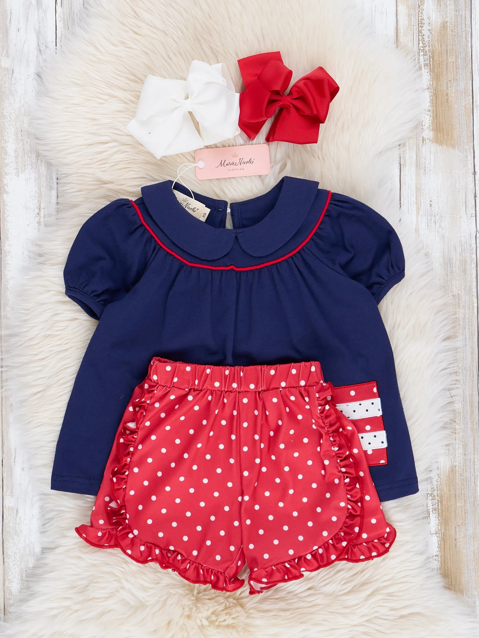 Navy Sparkle Stars Ruffle Outfit