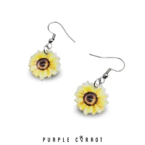 Perspex Sunflower with a clear background Earrings