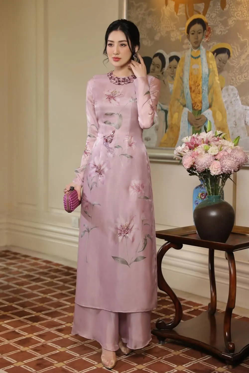 Phyllis Round Neck Ao Dai