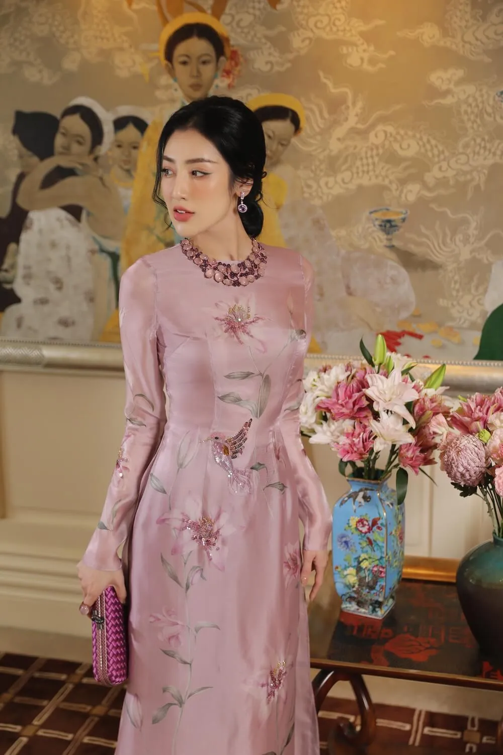 Phyllis Round Neck Ao Dai