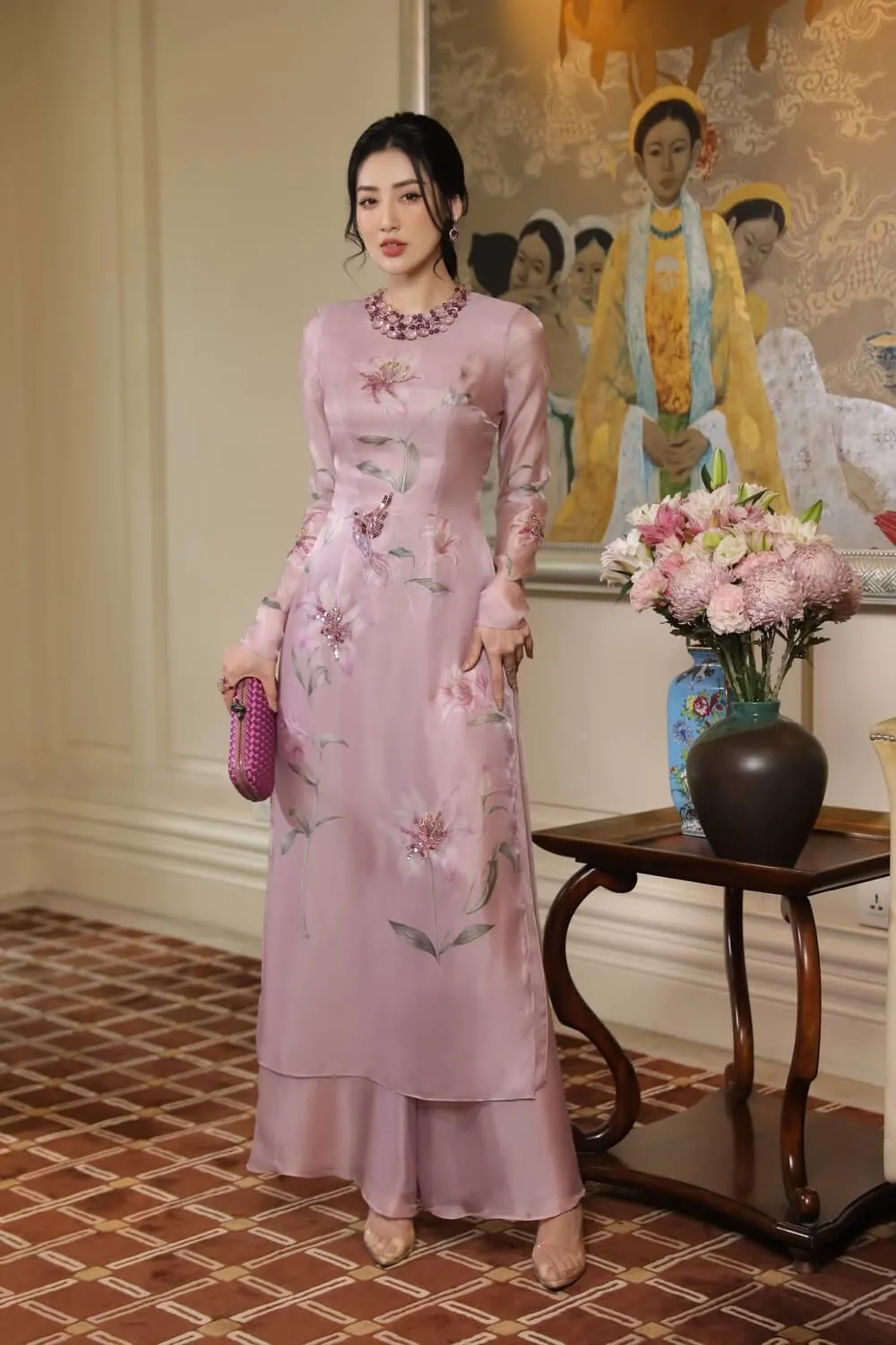 Phyllis Round Neck Ao Dai