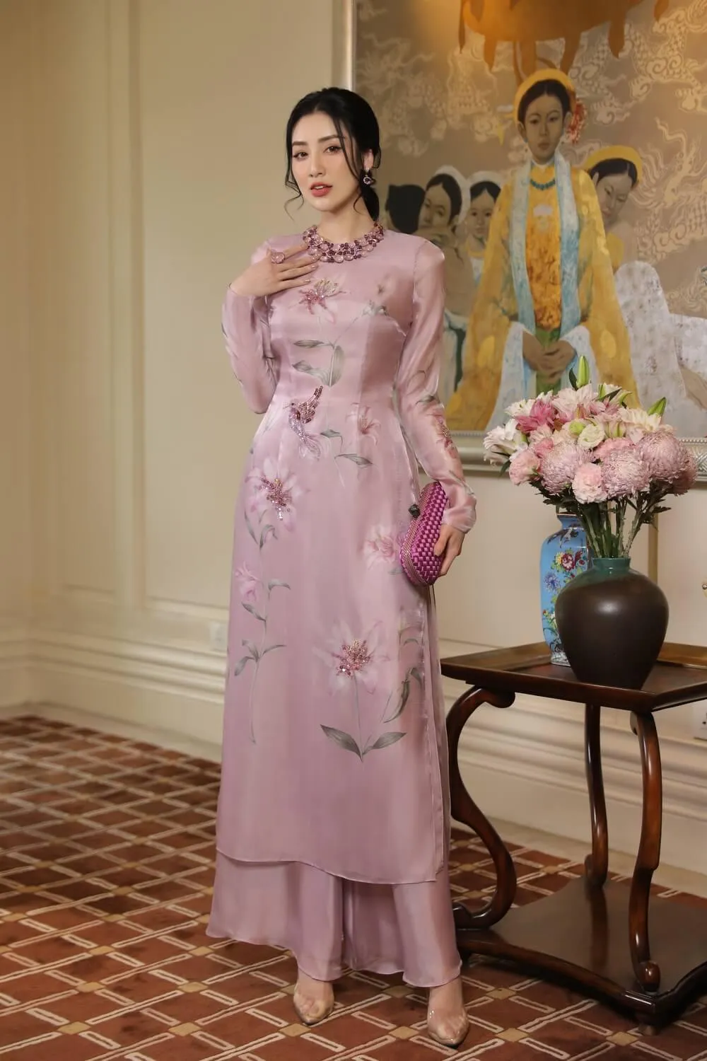 Phyllis Round Neck Ao Dai