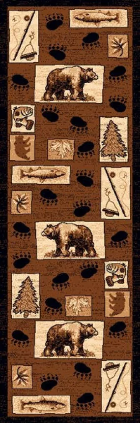 "Bear & Fish" Cabin Rug - 2 x 7