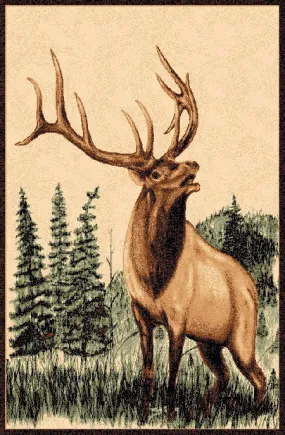 "Elk" Cabin Area Rug - 8 x 11