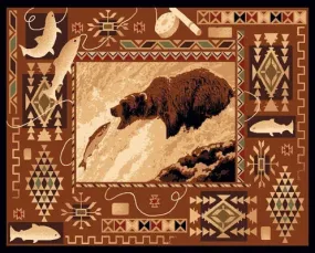 "Fishing Bear" Cabin Area Rug - 5 x 7