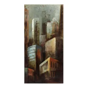 "Gray Arquitecture 2" Mixed Media Iron Hand Painted Dimensional Wall Art